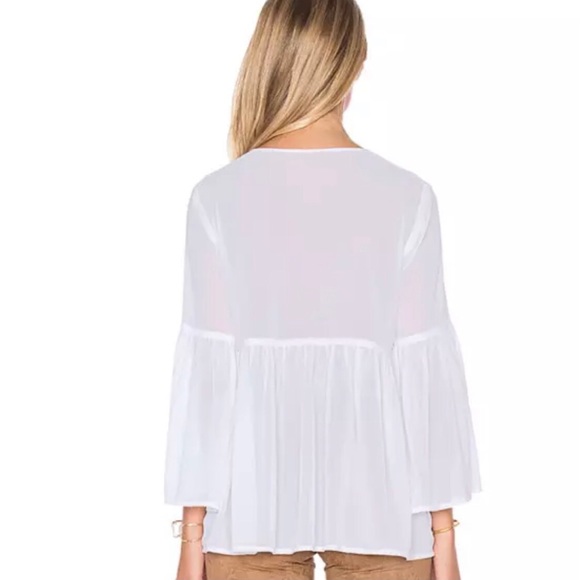 Show Me Your Mumu Babydoll Blouse Small Tie Top White Boho Peasant Romantic Poet - Picture 4 of 12